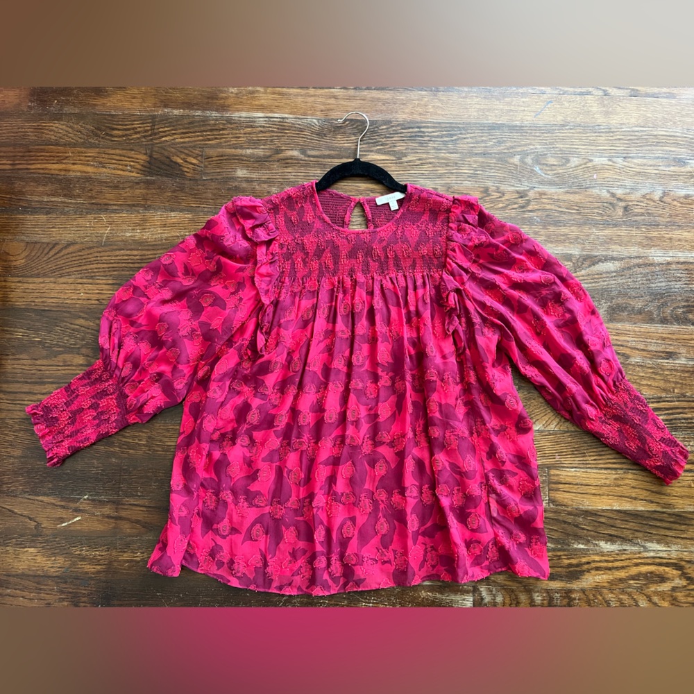 Joie Pink Smocked Long Sleeve Blouse barely used.